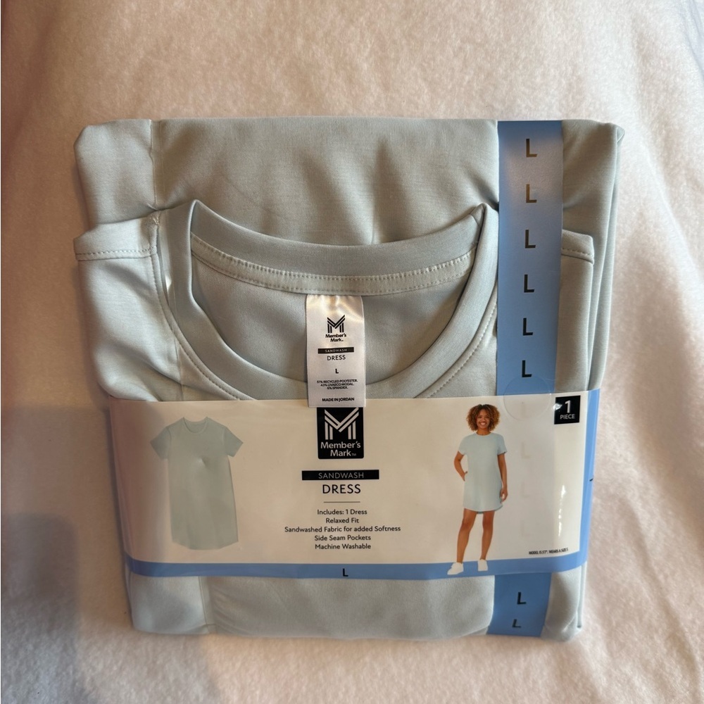 Member's Mark Light Blue Sandwash Dress Large NWT - Picture 3 of 4